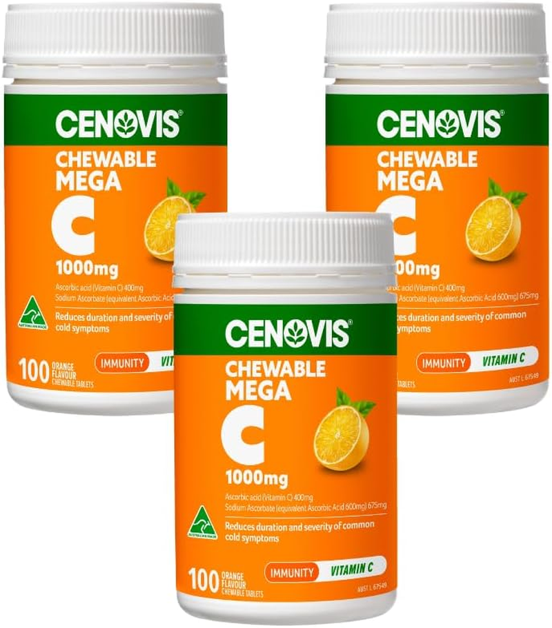 Cenovis Mega C 1000Mg Tablets 300 (3 X100 Tab) Orange Flavour- High Strength Vitamin C Tablets- Reduces Severity & Duration of Common Cold Symptoms - Supports Healthy Immune System Function image number 2