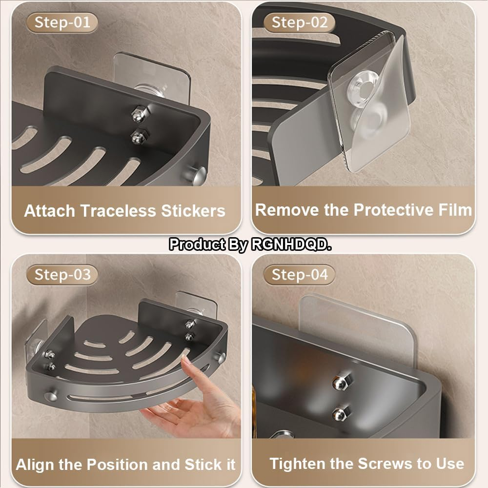 3-Piece Bathroom Shelves Storage Rack Shelf ABS Triangle Shower Caddy &ndash; Heavy Duty, Detachable with 2 Hooks &ndash; Bathroom Shelf for Shower Organization, Holds Shampoo, Conditioner, Razors, Soap image number 1