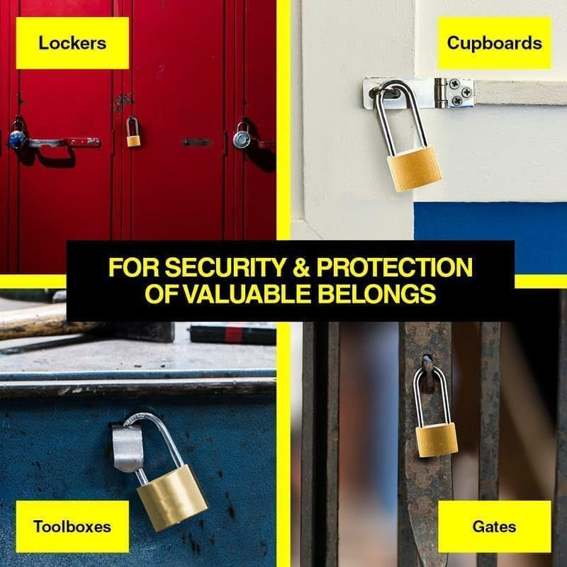 LEDON Keyed Padlock Solid Brass Lock, 25Mm Padlock with 3 Keys for Sheds, Storage Unit School Gym Locker, Fence, Toolbox, Hasp Storage (2) image number 1