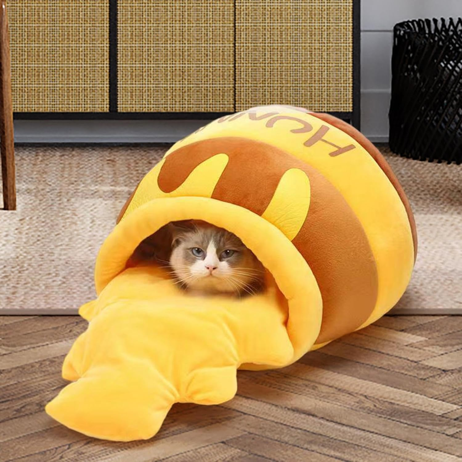 Fenteer Cat Bed for Indoor Cats Sleeping Bed Comfortable Cute Pet Cat Bed Honey Pot Shape Cozy Cave image number 2