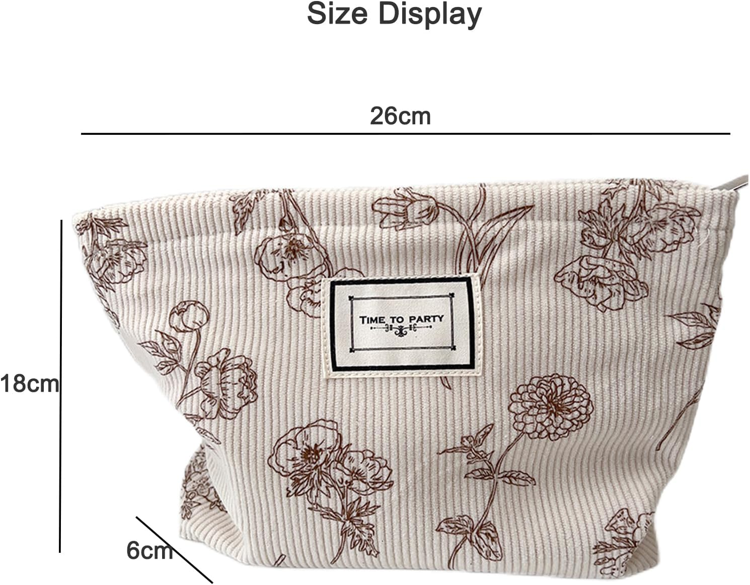 Gidary Cosmetic Bag Makeup Bag Preppy Cute Corduroy Toiletry Bag for Women Travel Essentials (White)