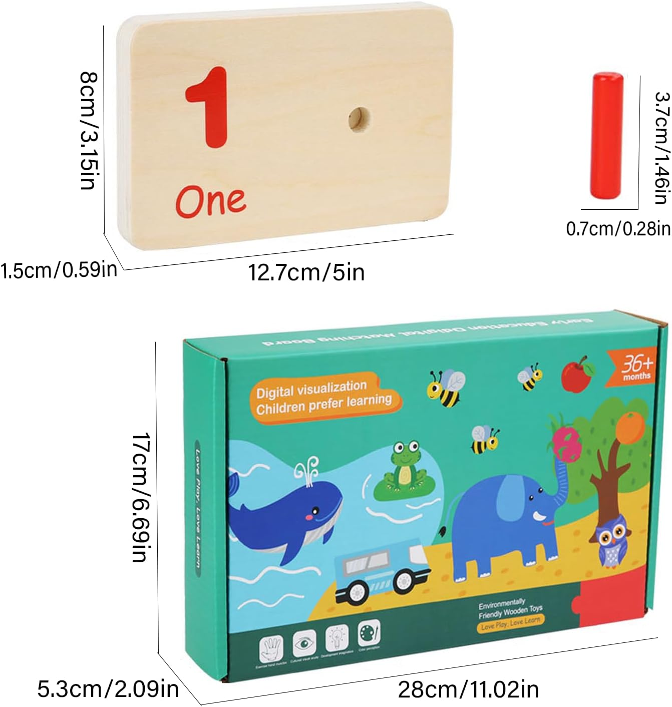 Wooden Counting Peg Board Kindergarten Math Manipulatives Number Counting Toys for Toddlers Learning Materials Montessori Educational Toys for 3 4 5 Year Old Boys Girls Gifts image number 4