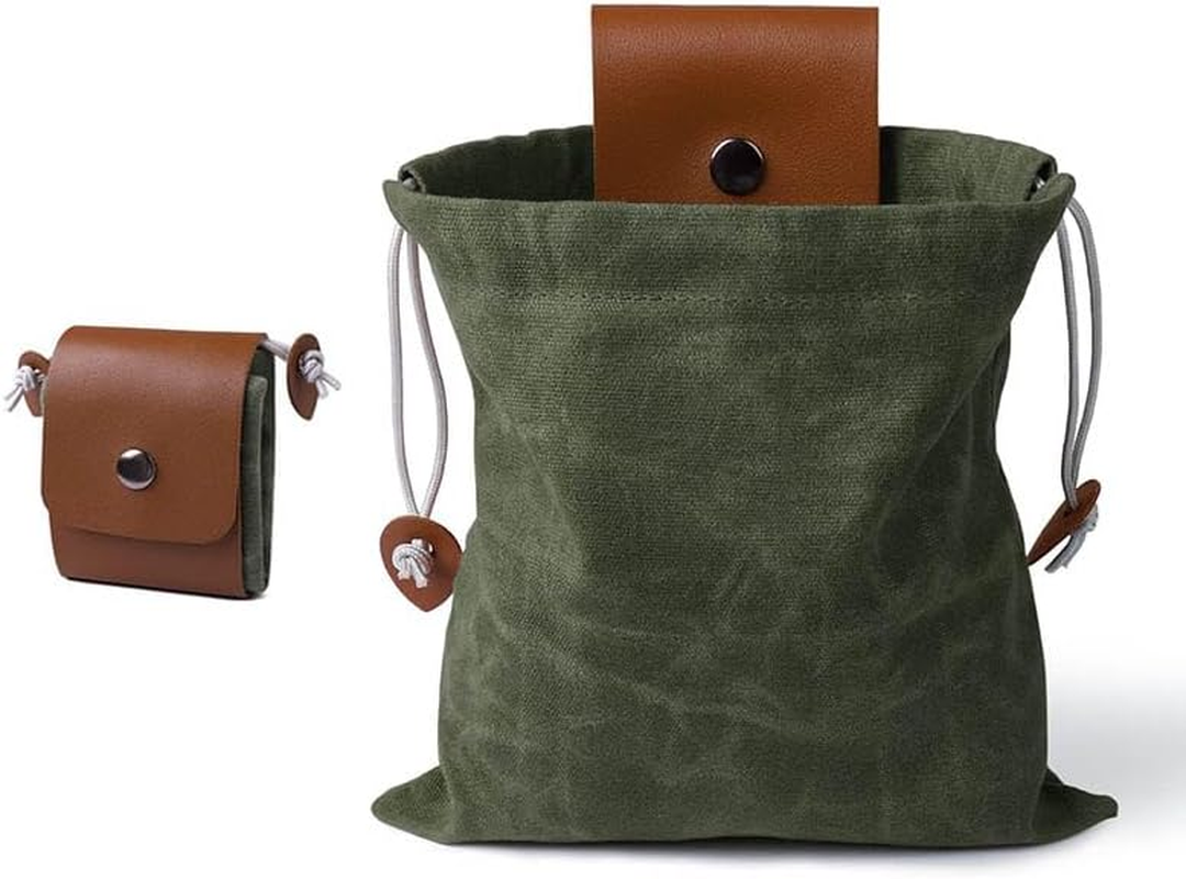 Collapsible Foraging Bag Mushroom Storage Leather,Foldable Canvas Belt Bag,Foraging Bag,Canvas Bushcraft Bag,Bushcraft Belt Bag,Pu Hunting Belt Bag Hiking Pouch for Travel Camping Hiking
