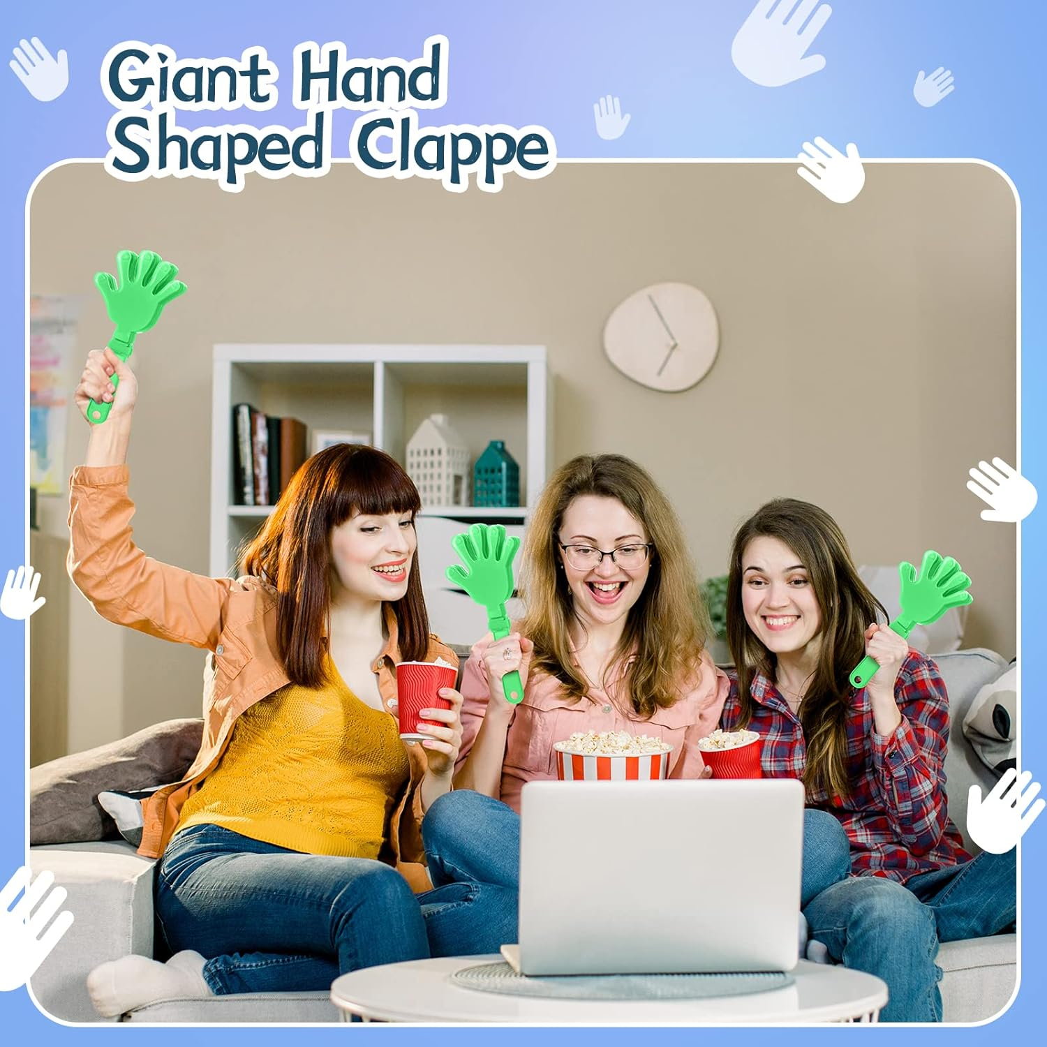 ZCYSRLQIN 12 Pcs Lime Green Hand Clappers 7.5 Inch Clappers Noisemakers Noise Makers Party Favors Plastic Clapper Sporting Events Cheers Ball Dance Basketball Football Noisemakers（Lime Green）