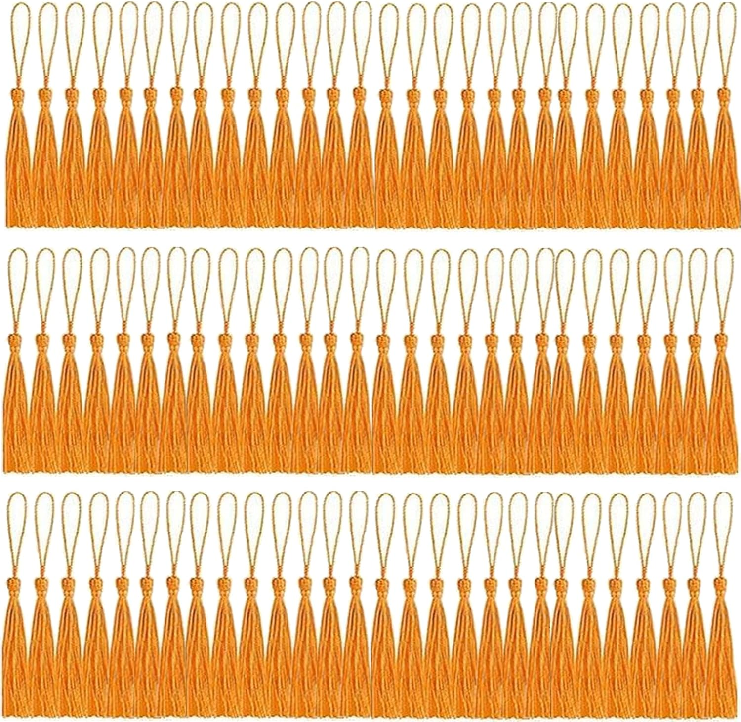 Betterjonny 100 Pieces Mini Gold Silky Tassels - Handmade Bookmarks for DIY Craft Supplies and Home Decor