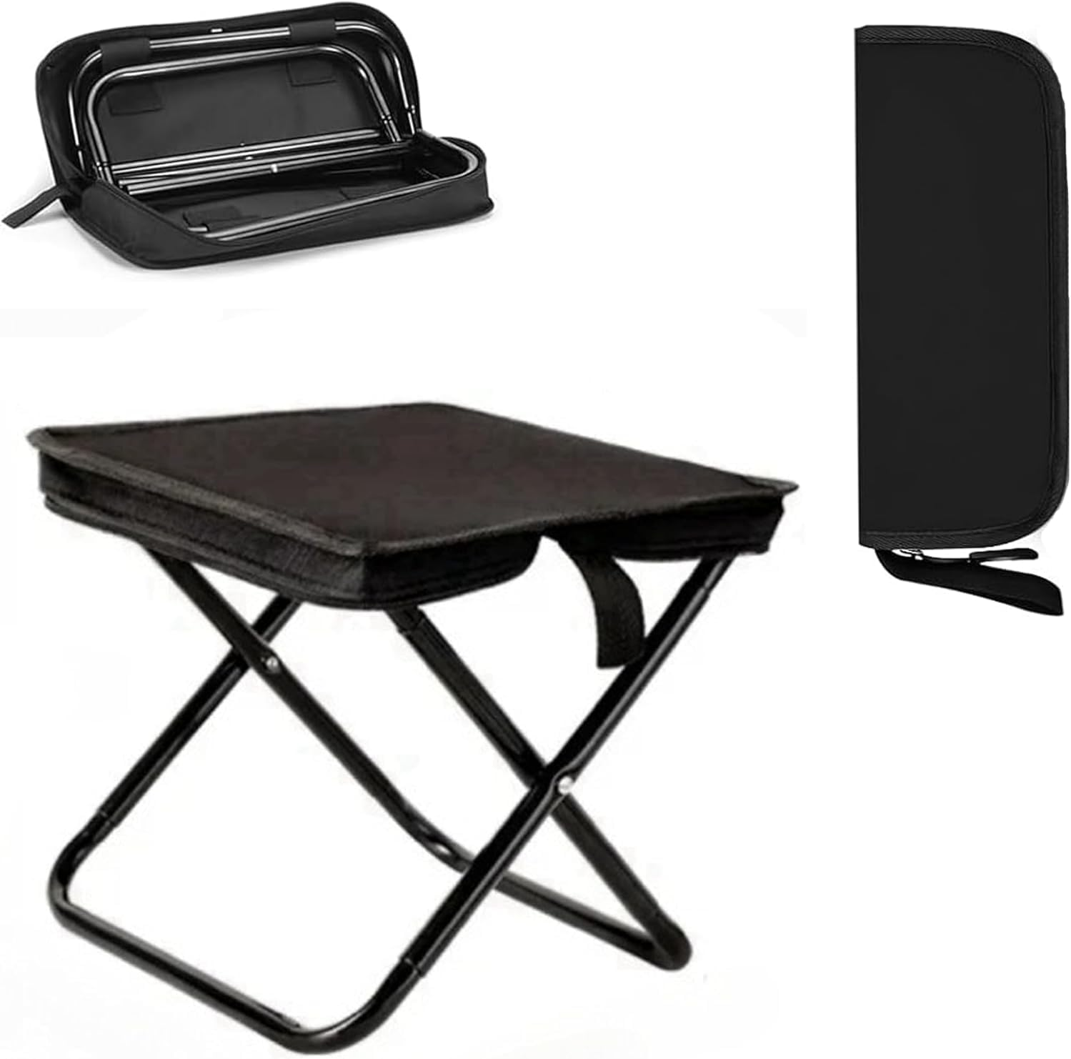 WADY Portable Chair, Portable Stool, Ultralight Travel Stool, Folding Handbag-Style Lightweight Camping Stool, Ompact Seat, for Outdoor Gardening and Beach Hiking Fishing and Camping (Black)