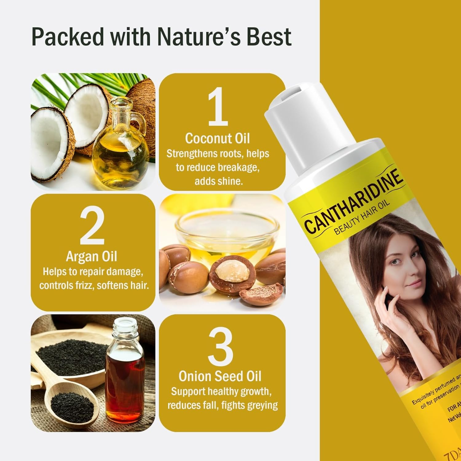 7 DAYS Cantharidine Hair Oil | Hair Fall Control & Hair Growth with Sesame Oil & Brahmi | Hair Oil for Men & Women(100 Ml) image number 5