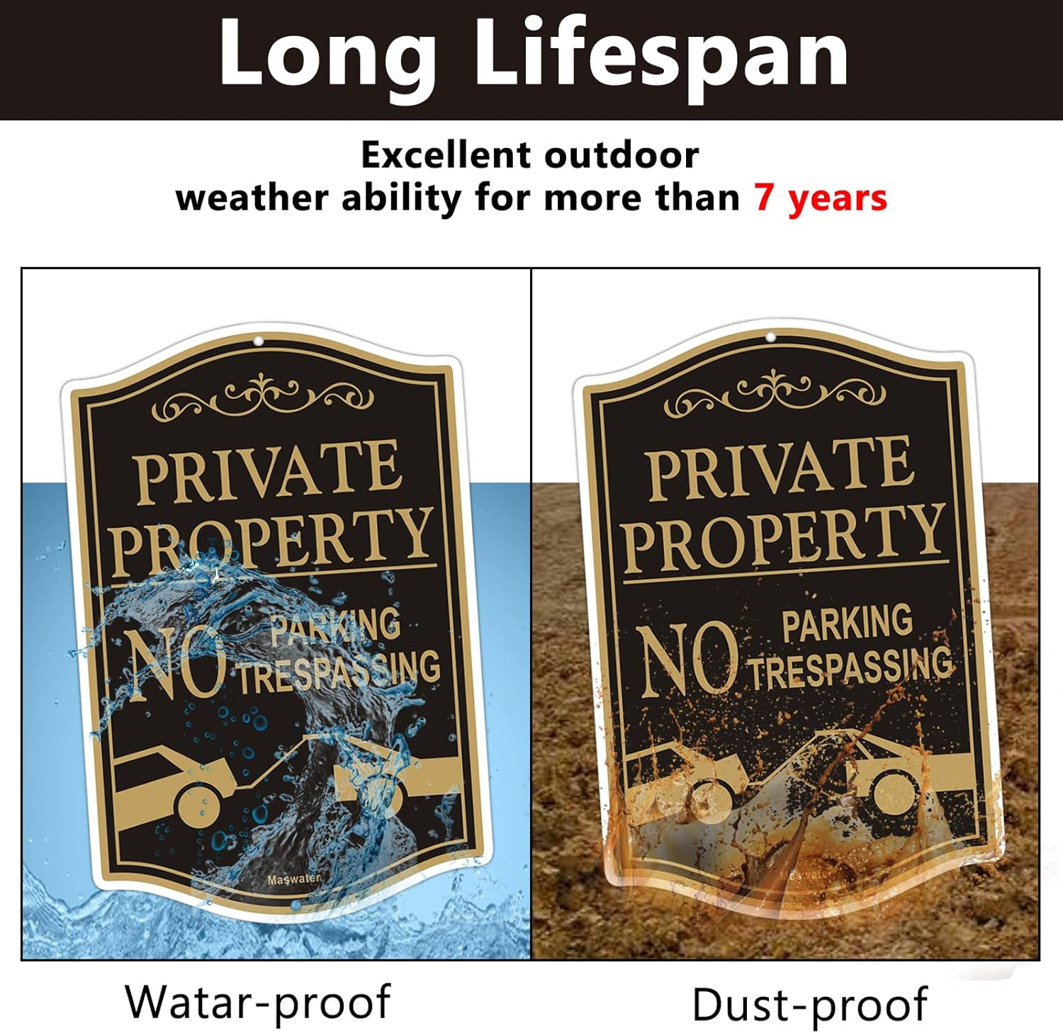 (2 Pack) Large No Parking Signs Private Property, 12" X 18" Violators Will Be Penalized Signs for Warning,Reflective Rust Free Aluminum,Fade Resistant,Uv Protectde & Waterproof image number 2