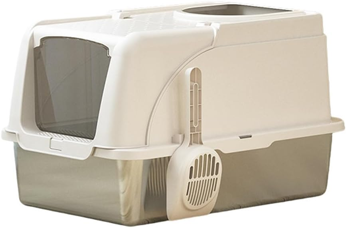 AIMALL Stainless Steel Cat Litter Basin with Flip Cover, Anti-Splash, Anti-Stick Bottom, Elevated Cat Toilet, Easy to Install and Disassemble