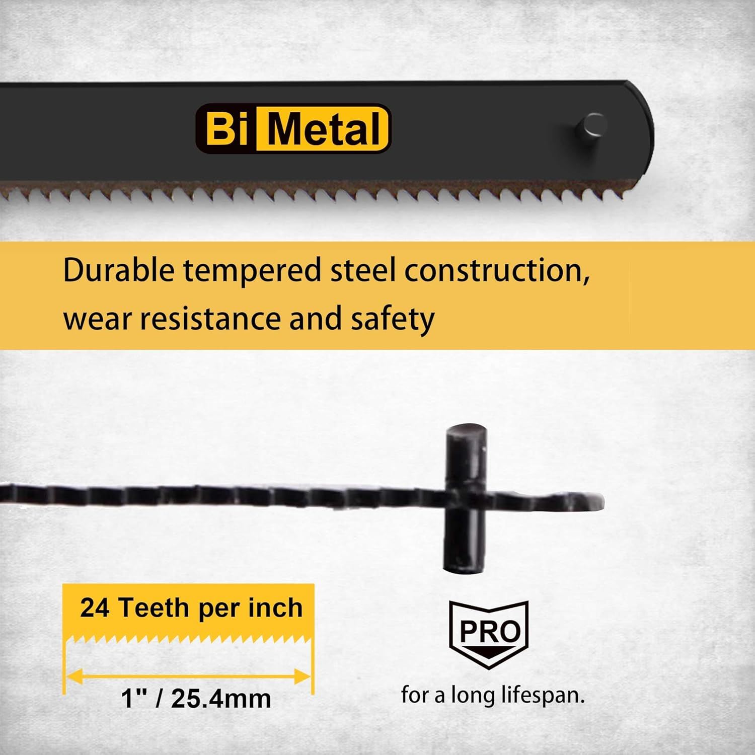 150Mm/6Inch Pro Bi-Metal HSS Mini Hacksaw Replacement Blades, Fine Finish Cut Hacksaw Blade Set 24 TPI - 10Pc. image number 4