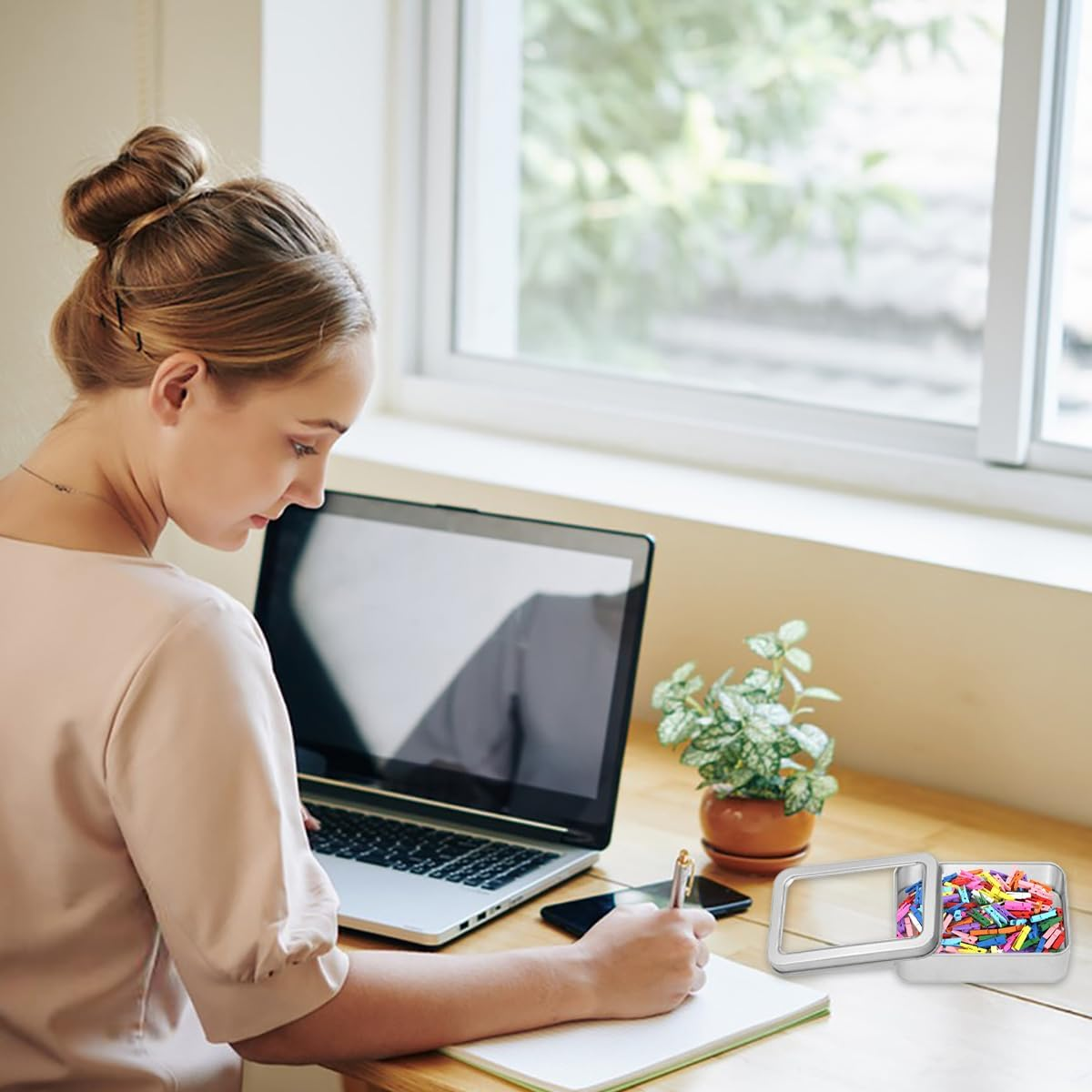 Rairsky Storage Box Silver Metal Rectangular Rustproof Pack of 4 Tins for Sweets Gifts image number 5