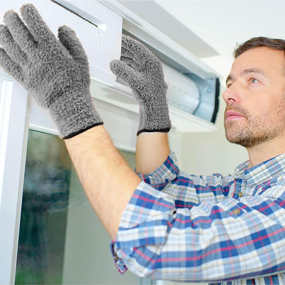 2 Pairs Microfiber Dusting and Cleaning Gloves for Indoor Plants, Blinds, Furniture, House，Cars，Glass image number 2