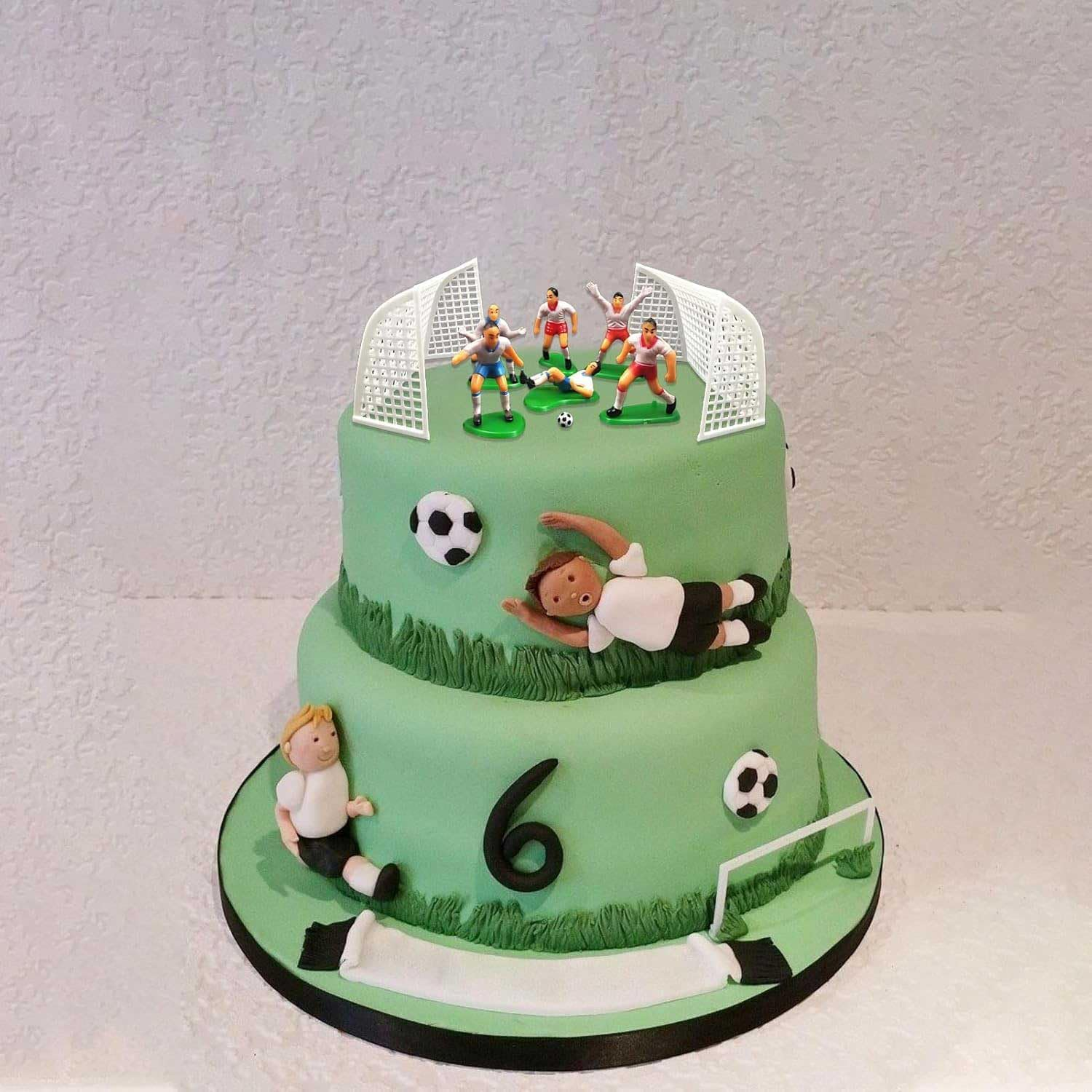8 Pcs Soccer Cake Topper, Players Toys Football Decorations for Party Theme, Men Boy Birthday Cupcake Topper image number 6