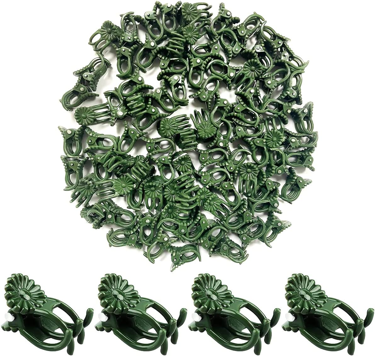 Plant Clips, 100PCS Orchid Support Clips for Supporting Stems Vines Grow Upright (Green) image number 2