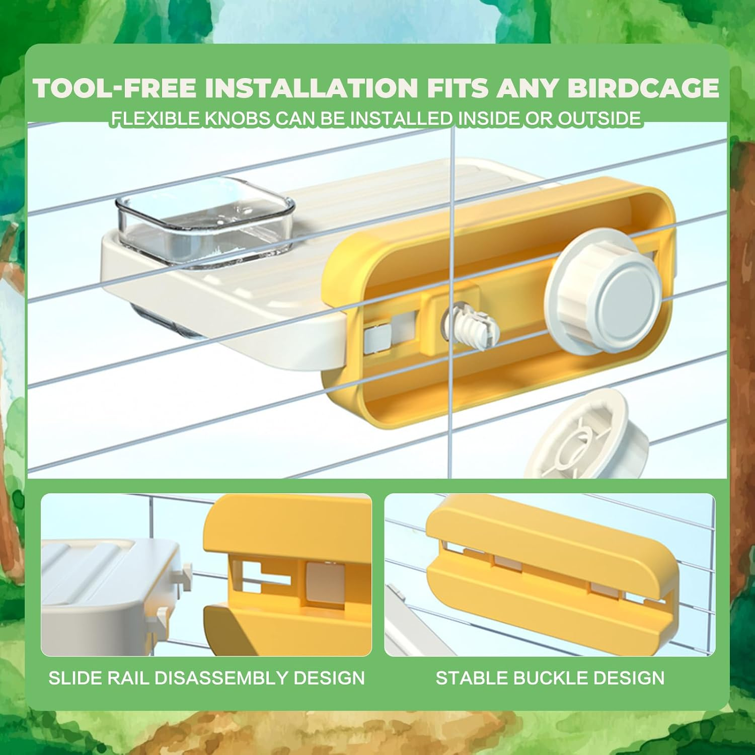 SUSOO Bird Perch Platform with Feeding Cup, Easy Clean Birds Stand for Pet Cage Accessories for Parrots, Parakeet, Budgie, Conure,Love Birds & Cockatiel,Stick-On Window Bird Feeder for Interaction Toy image number 5