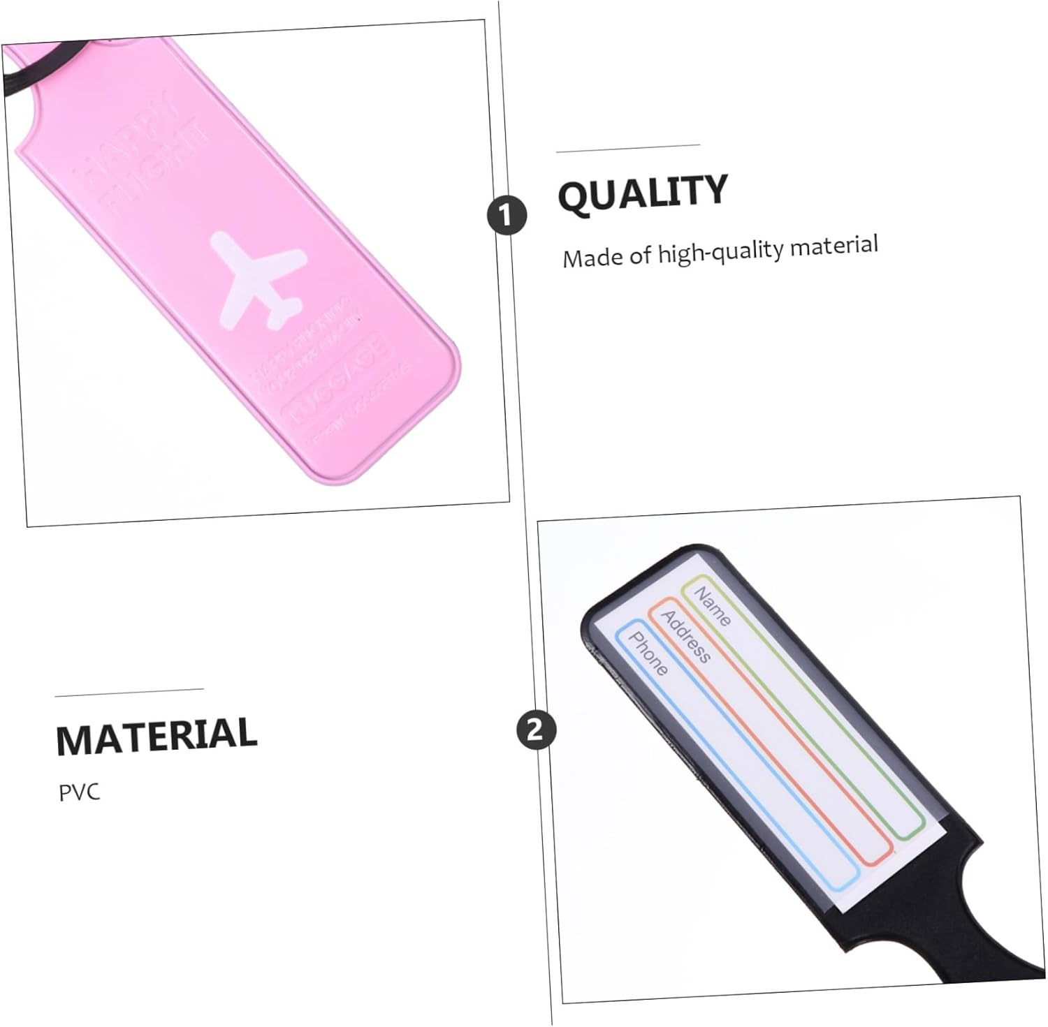 MOKKHNB 3Pcs Travel Suitcase Tags PVC Luggage Name Labels with Durable Clasp Identification Tags for Easy Baggage Recognition and Reusable Travel Accessories image number 4