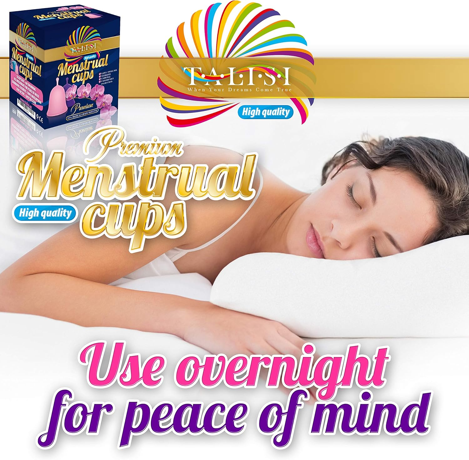 Talisi Reusable Menstrual Cup - Feminine Period Cup Set of 2 Small Large Size - Soft Flexible Medical-Grade Silicone - W/Collapsible Sterilizing Foldable Sterilizer - Women Sensitive Heavy Flow Fit image number 5