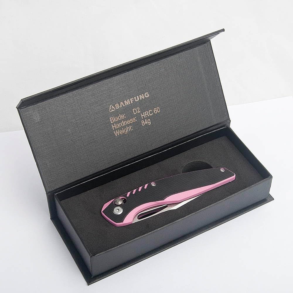 SAMFUNG Pocket Folding Knife, 3.1&rdquo; D2 Steel Blade, G10 Handle, Small EDC Knife with Pocket Clip for Everyday Carry Great Gifts for Men Women (Black + Green)