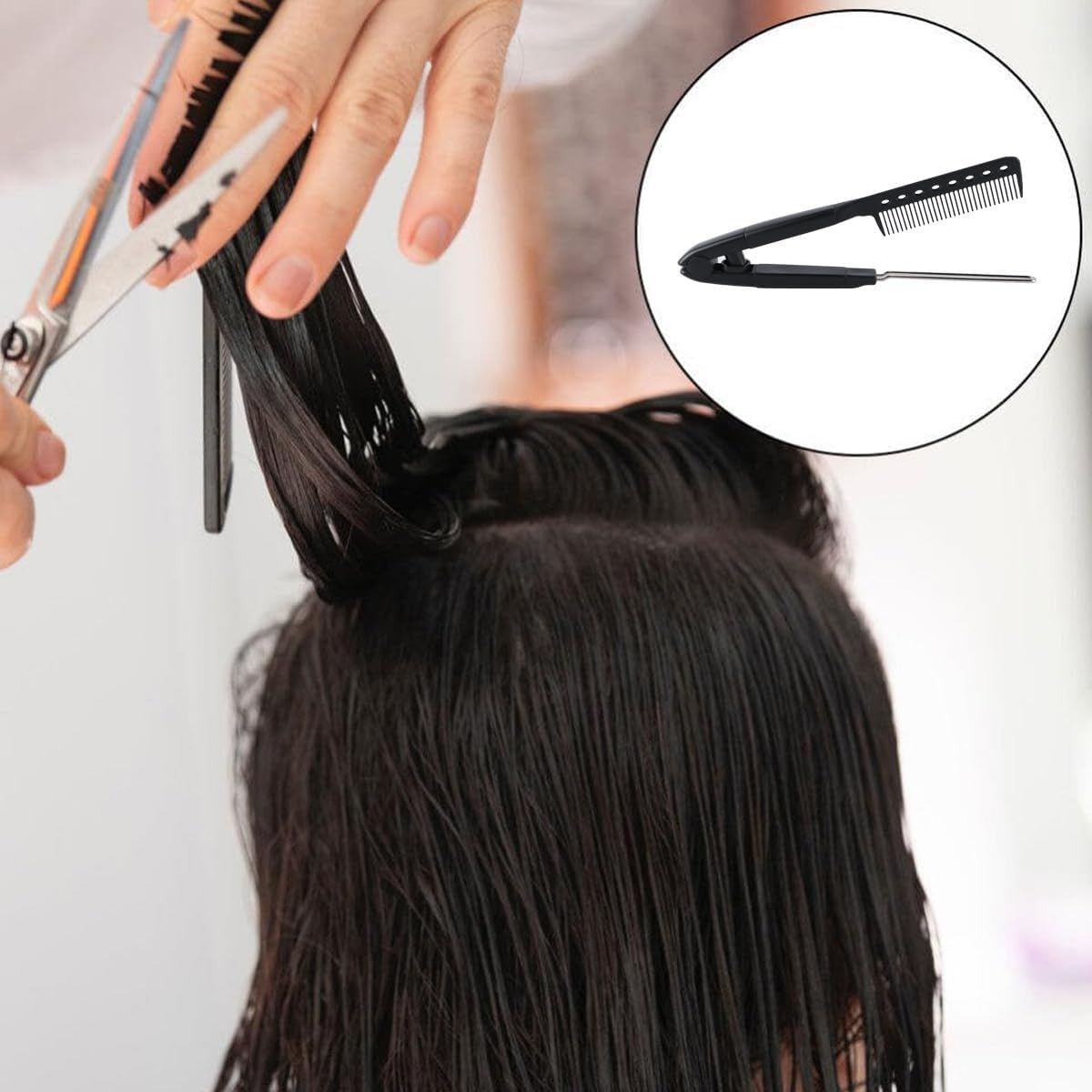 Gorise V Shape Hair Straightening Comb Brush Straightening Comb Hair Care Tool Dry and Wet Use Portable Styling with Folding Handle image number 6