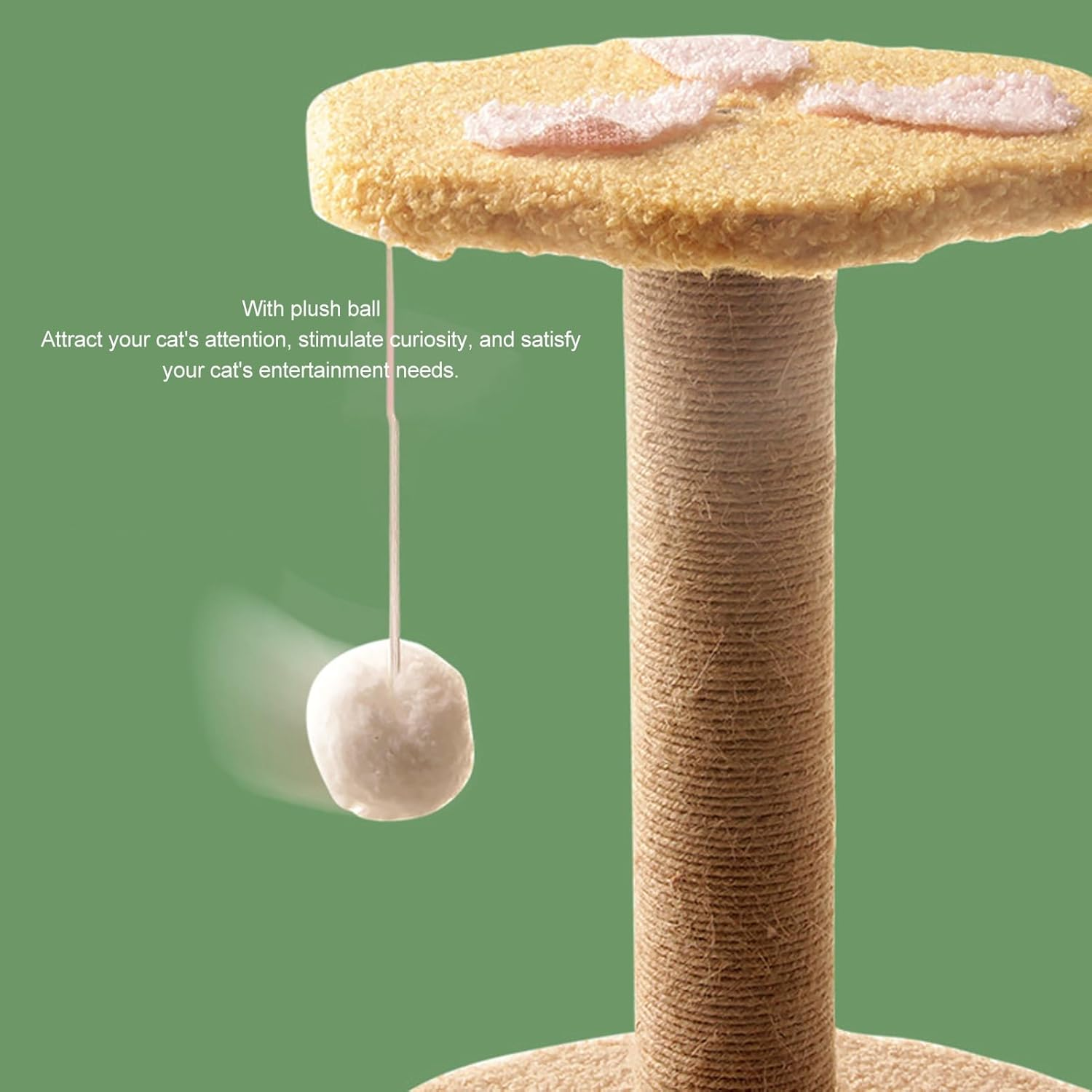 Cat Scratching Post Sisal, Cat Catching Post Interactive Stable Climbing Frame with Plush Ball for Jumping Sleeping Entertaining, Easy to Clean image number 1