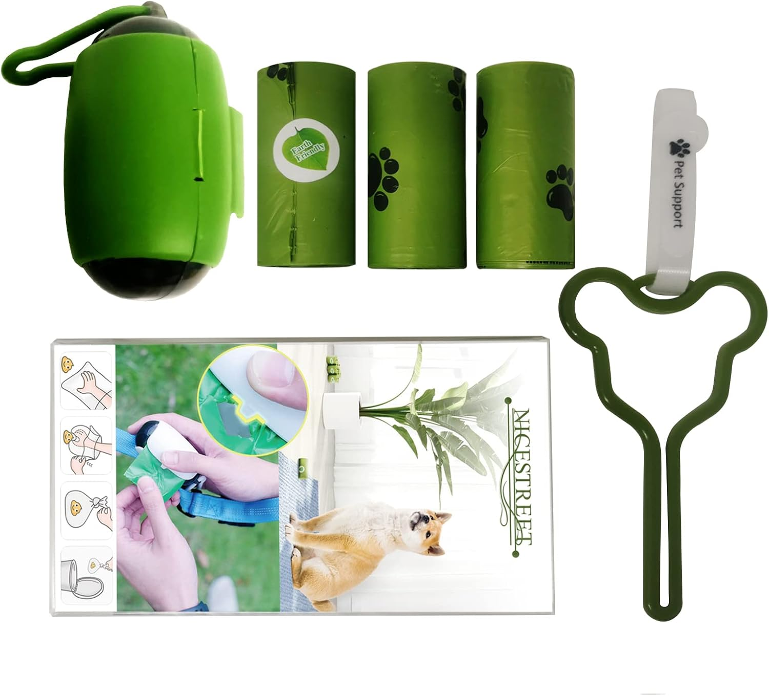 38% Compostable Dog Poo Bags, EPI Unscented Pet Waste Bags 22&times;33Cm, GLAD Thick Pet Poop Bags, 1 Dispenser 1Hands-Free Holder Offer (45Pcs+1 Green Dispenser+1 Green Hands-Free Holder)&hellip; image number 6