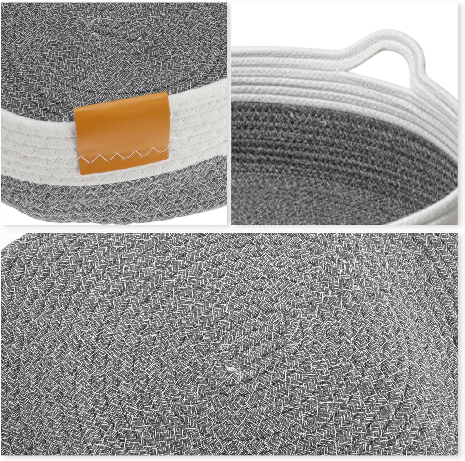 CAPASTEC Woven Cat Bed, 50 Cm Diameter, Foldable Basket Nesting Site, Breathable Pet Lounger, Claw Abrasion-Resistant Universal Kitten Bed, Deep Grey image number 3