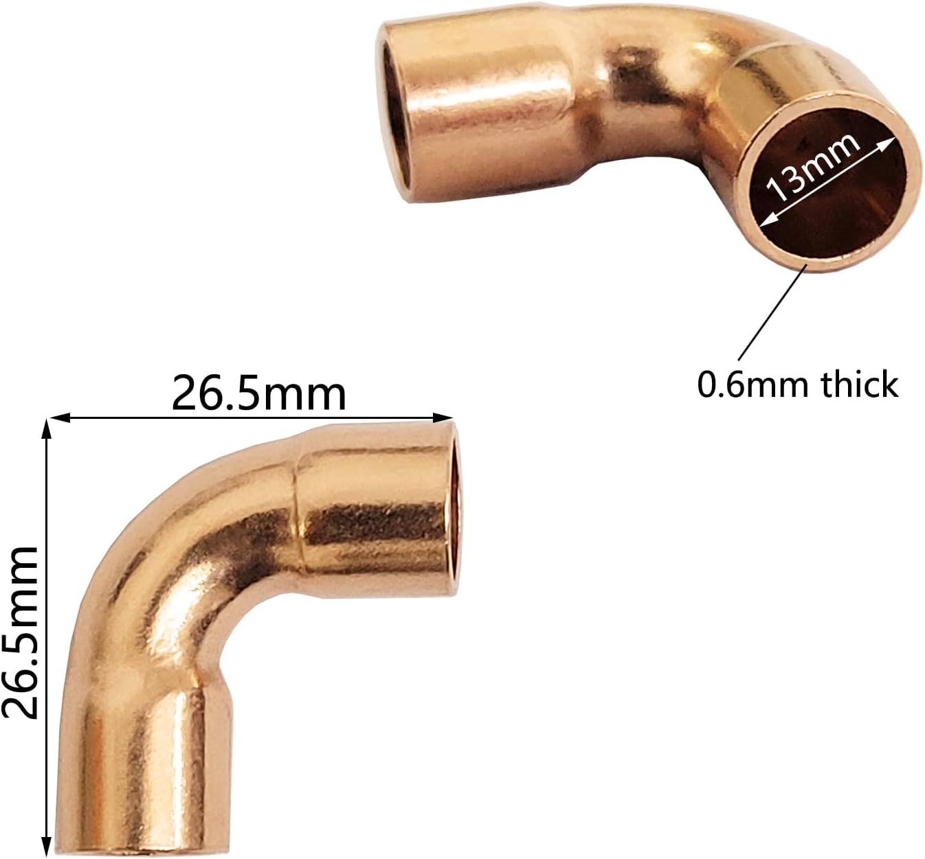 16 Packs 90 Degrees Elbow Copper Pipe Fitting Brazing Connection for HVAC Cooling Equipment (1/2 Inch) image number 5