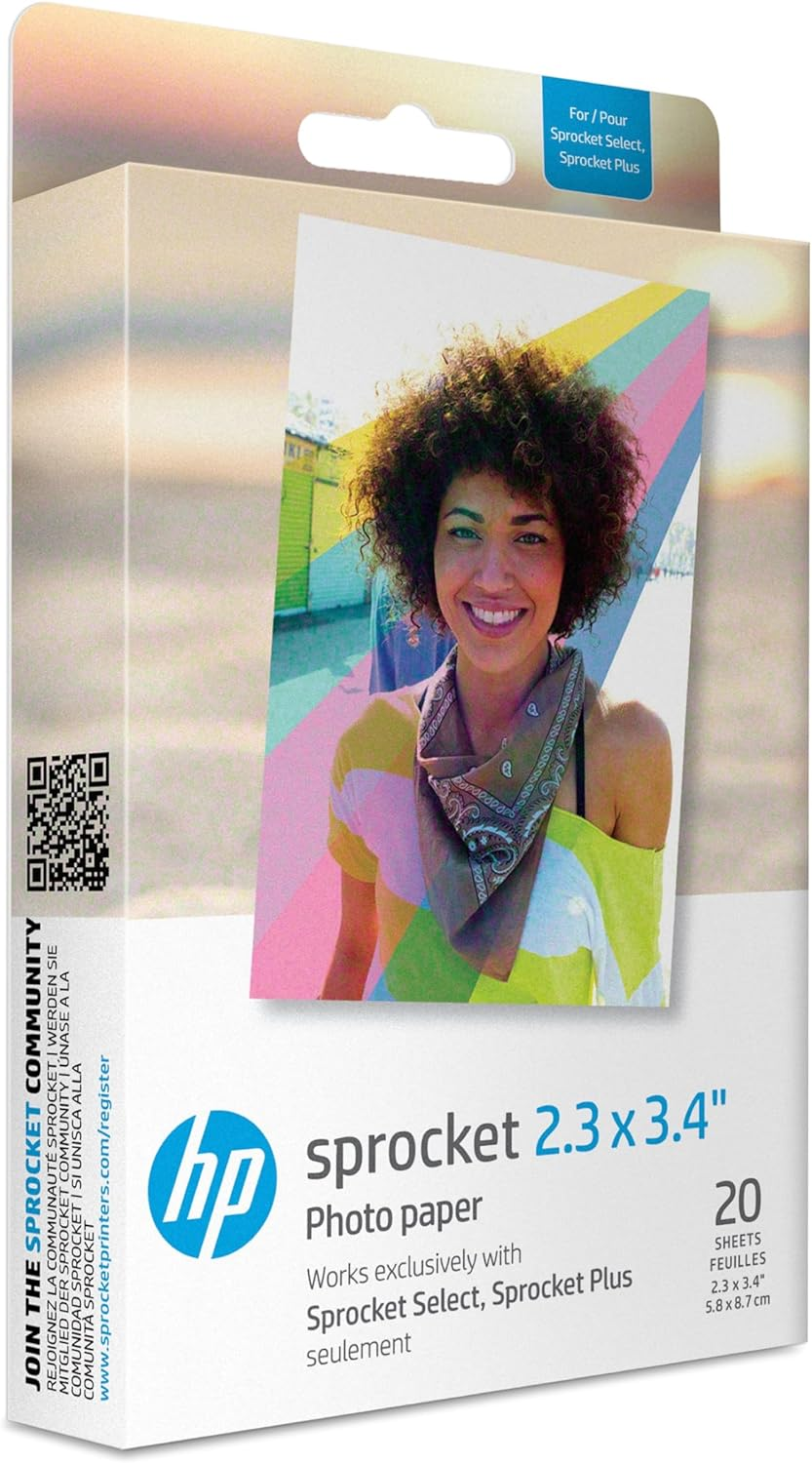 HP Sprocket 2.3 X 3.4 Premium Zink Sticky Back Photo Paper (50 Sheets) Starter Bundle image number 1