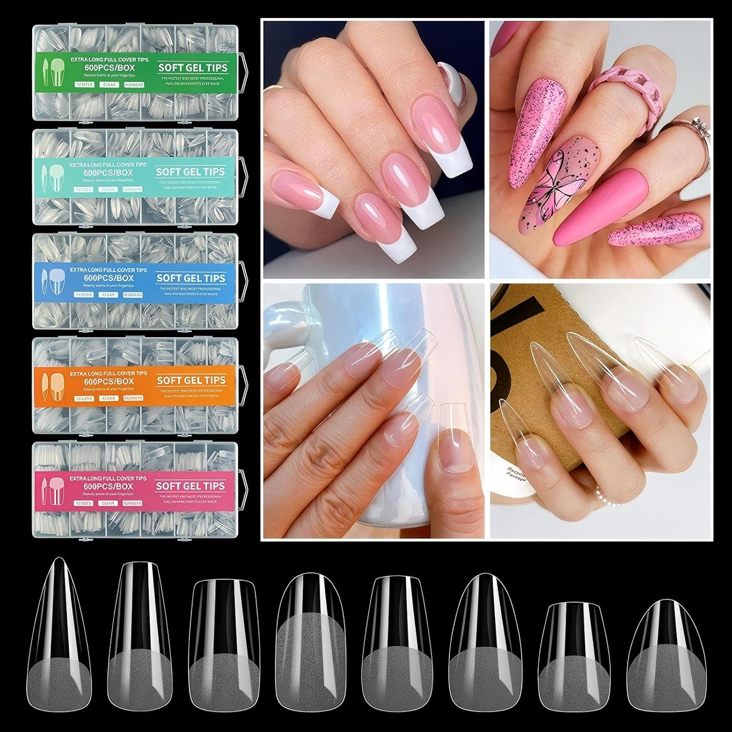 AYOCULTURE Nail Tips for Gel Extensions - Premium Quality, Easy Application - Short Ballet image number 4