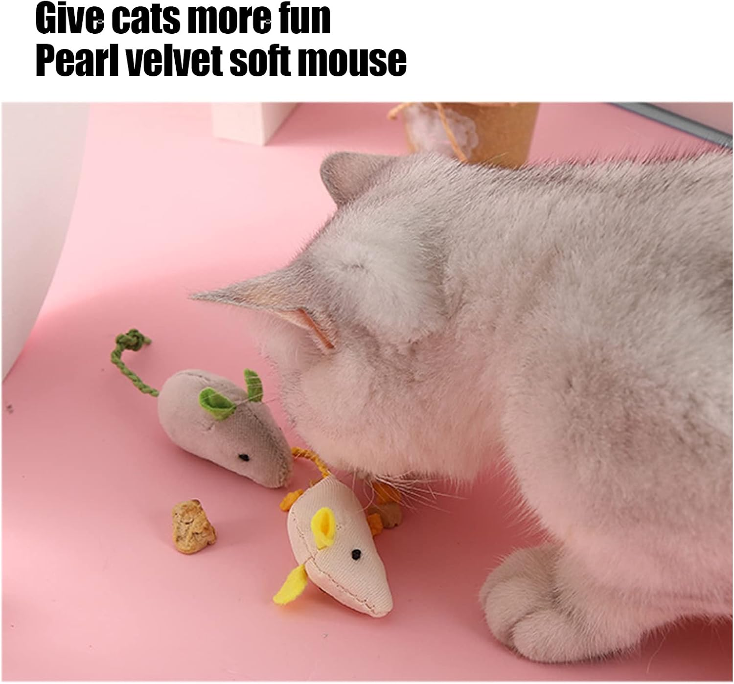 3Pcs Plush Mouse Toys for Indoor Cats Realistic Simulated Mouse Interactive Cat Toys Balls Mice Catnip Toys image number 5
