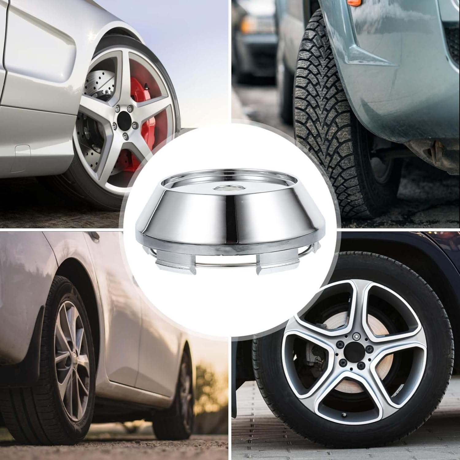 Zerodeko 4Pcs Car Wheel Center Hub Cover Plastic Wheel Accessories Replacement Hubcap Rim Cap image number 6