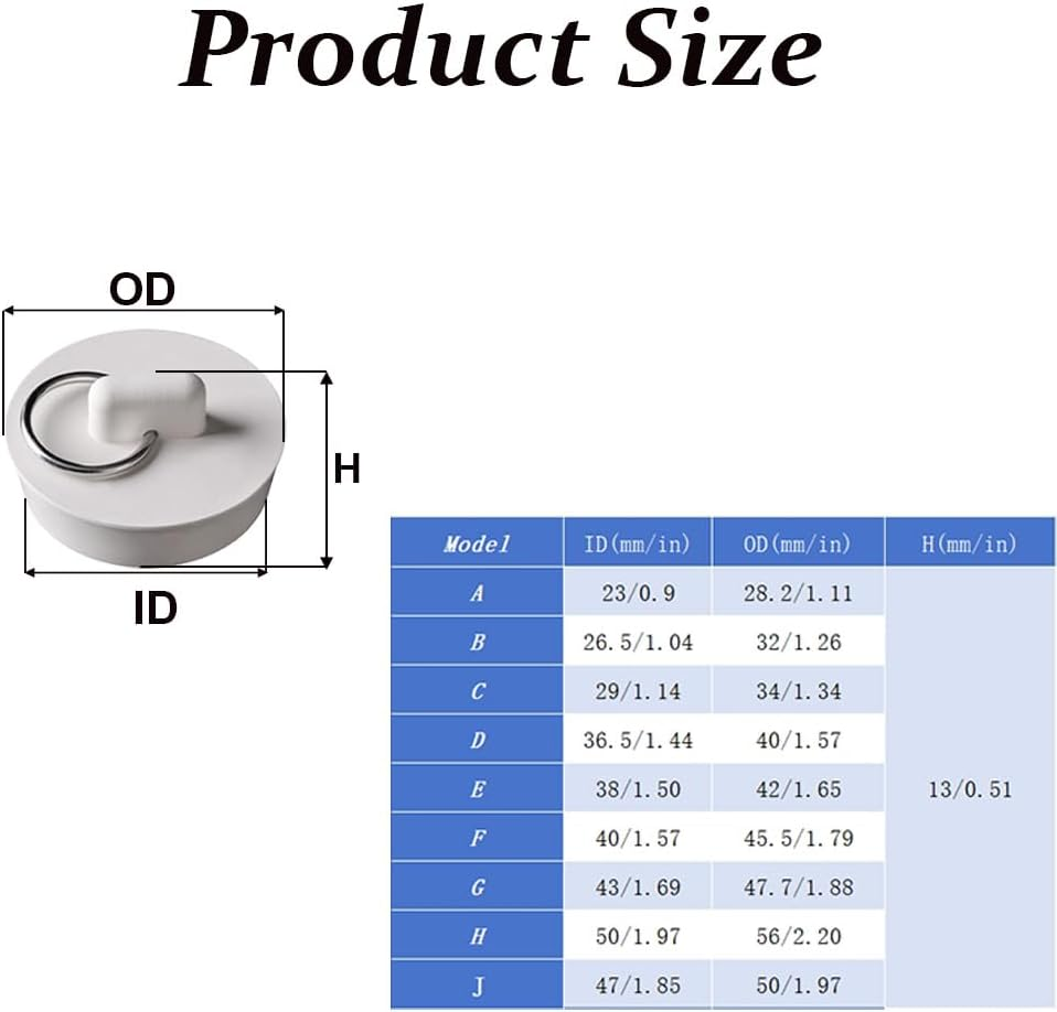 4 Pack Bath Plugs, Rubber Drain Stopper Kitchen Sink Plug with Hanging Ring, Universal Drain Plug Cover for Bathtub Kitchen and Bathroom, 39-41Mm image number 6