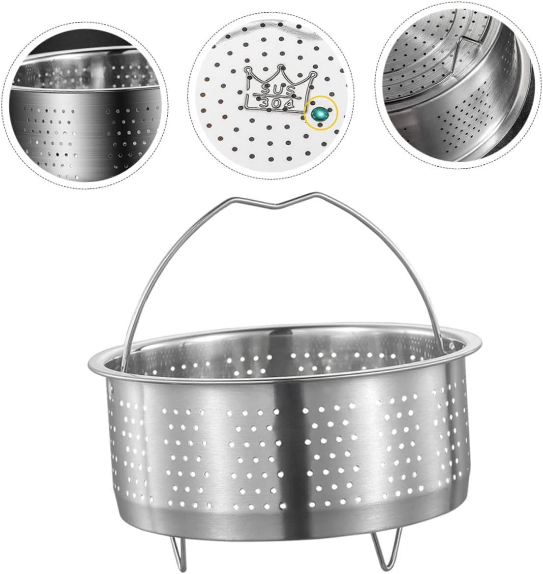 KICHOUSE Stainless Steel Steamer Basket for Rice Cooker Food Steamer Insert for Cooking Vegetables Dumplings and Seafood Steaming Basket for Healthy Meal Preparation