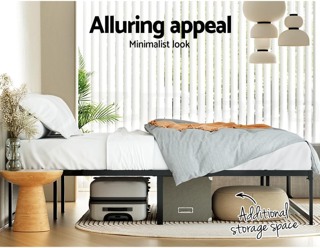 Artiss Queen Metal Bed Frame with Headboard(Base Only), Metal Platform Bed with Easy Assembly, 300Kg Capacity Heavy-Duty Metal Slats with under Bed Storage for Master Bedroom/Guest Room, Black image number 6