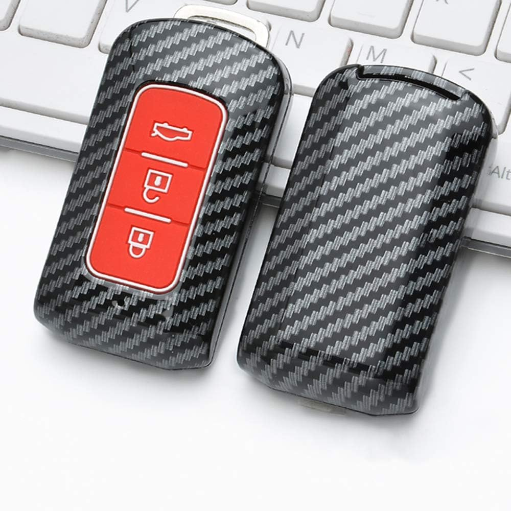 Ontto ABS Car Key Fob Cover Keyring for Mitsubishi ASX Outlander L200 Eclipse Lancer 10 Pajero Sport Accessories Remote Key Shell Plastic Silicone Key Case Key Holder Protector 2 Buttons Carbon Black