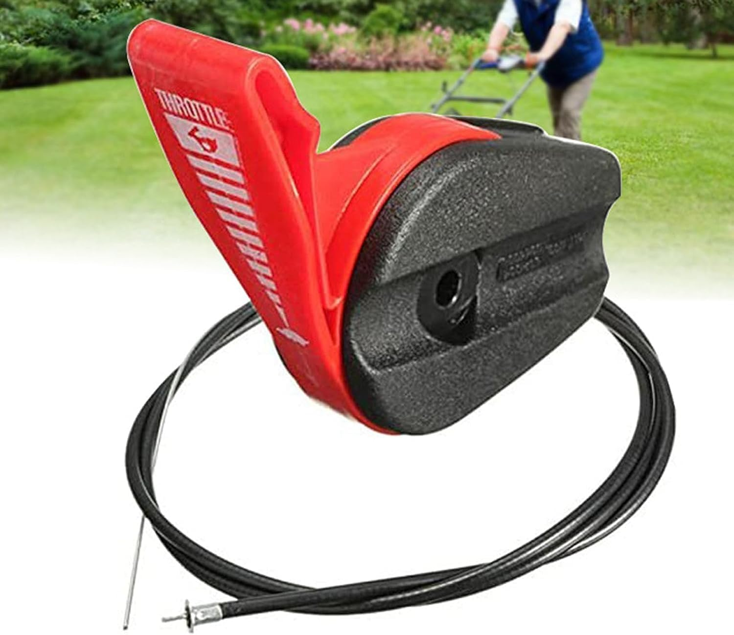 65" Lawn Mower Throttle Cable Universal Kit with Control Switch Lever Handle for Compatible with Electric Petrol Lawnmowers, Fits Most 4 Stroke MOWERS