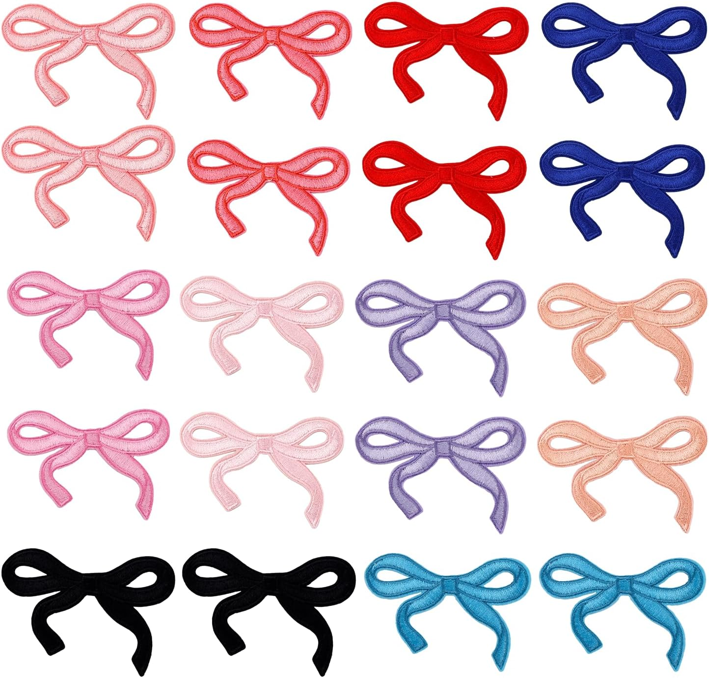 20Pcs Bow Patches, 10 Colors Cute Iron on Patches Chenille Patches Bowknot Ironing Patches Bow Patch Decor Embroidery Supply for Clothes Hats Pants image number 6