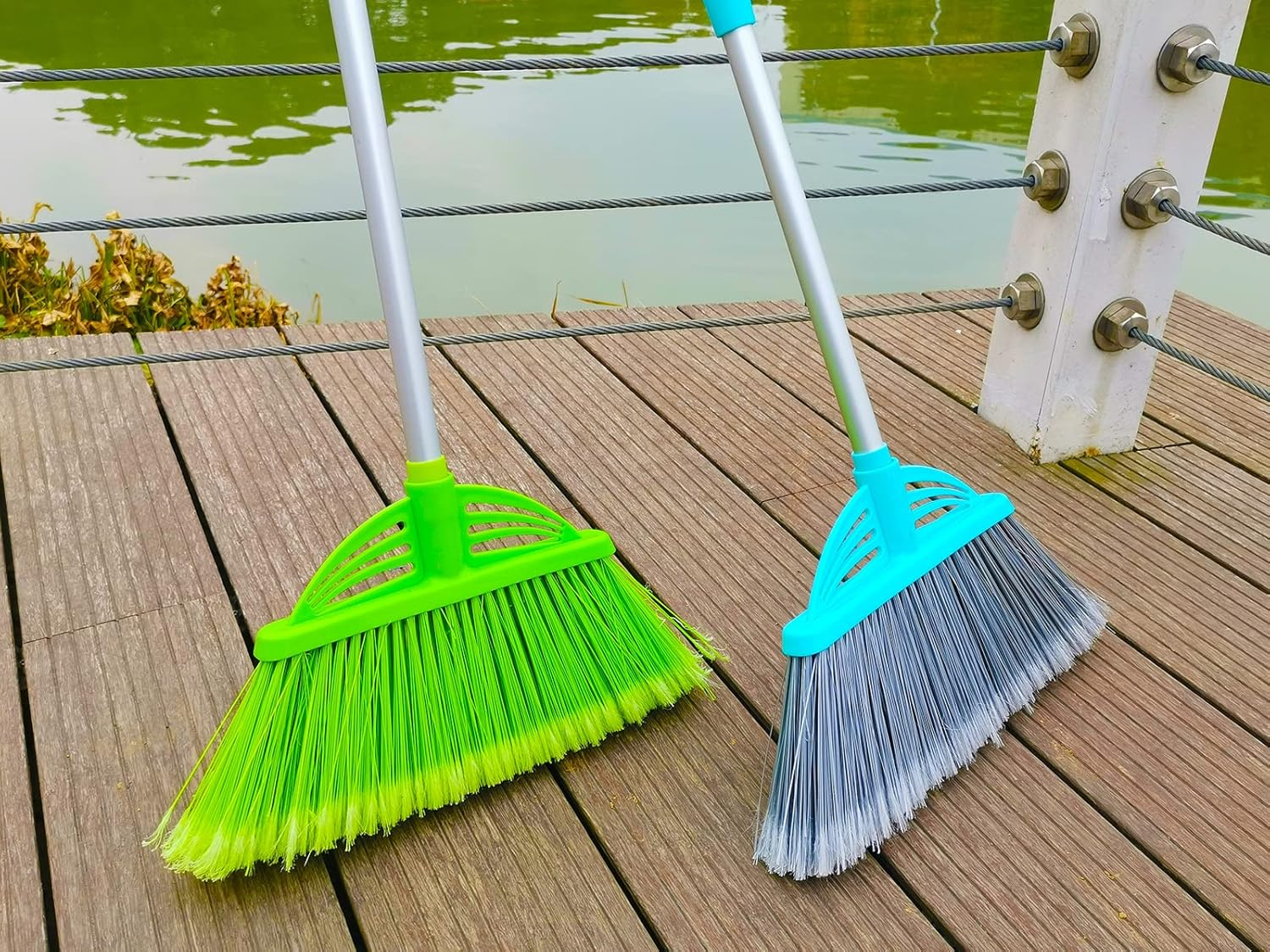 Xifando Three-Section Telescopic Aluminum Alloy Rod Long-Handled Broom (Light Blue) image number 6