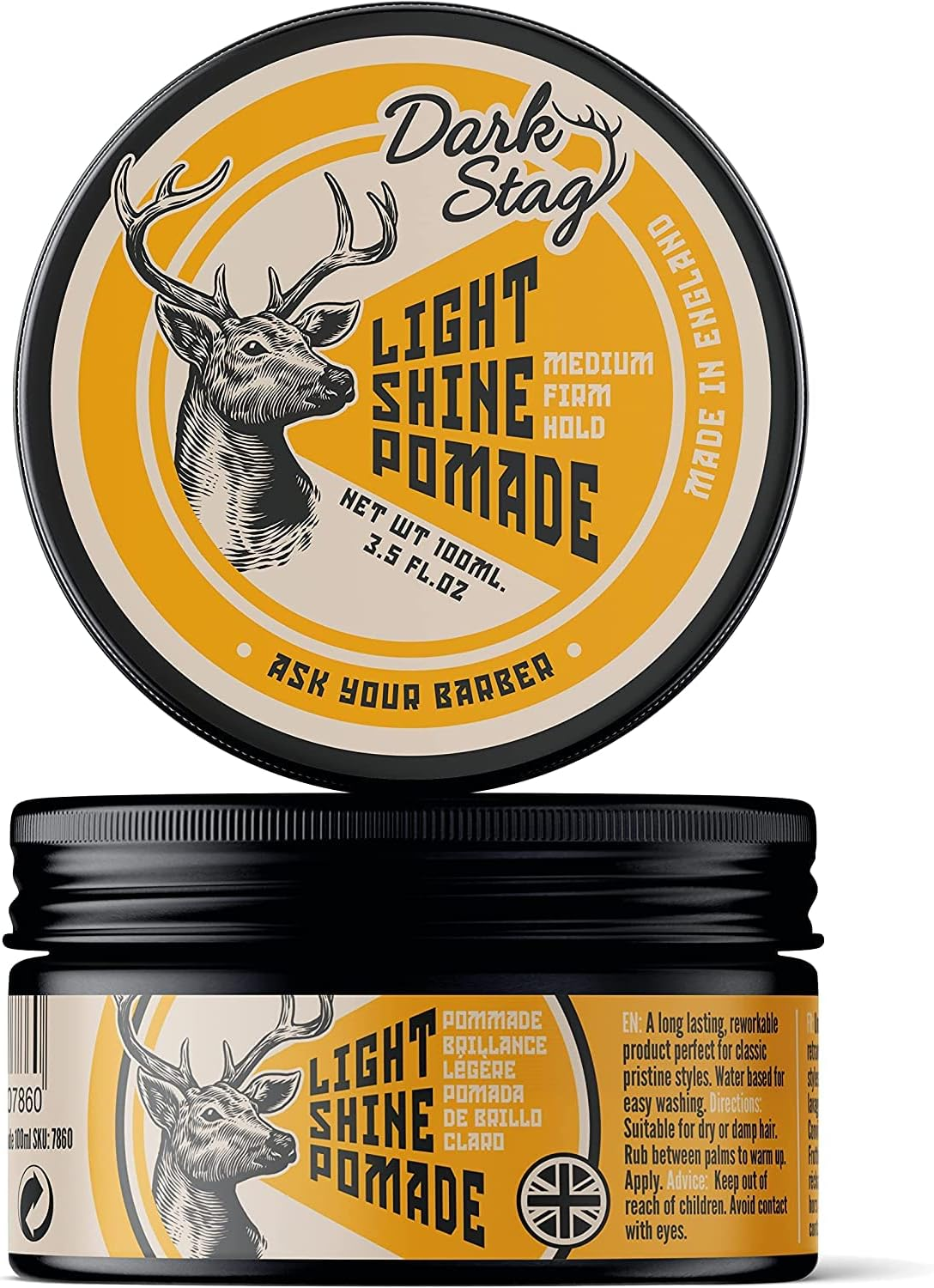 Dark Stag Light Shine Pomade, Professional Hair Styling Product for Men, Water Based for Easy Wash Out, Medium Firm Hold 100Ml / 3.5Oz image number 5