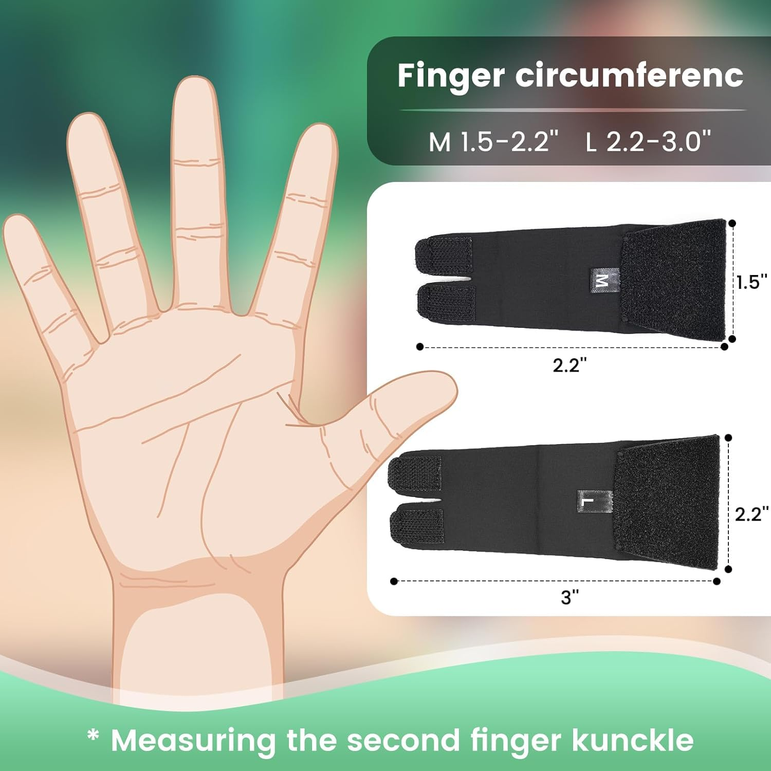 2 PCS Finger Sleeves for Support & Protection - Adjustable Finger Splints & Compression Wraps for Basketball, Tennis - Breathable & Lightweight Design for Two Finger Sports Injury Prevention (L)