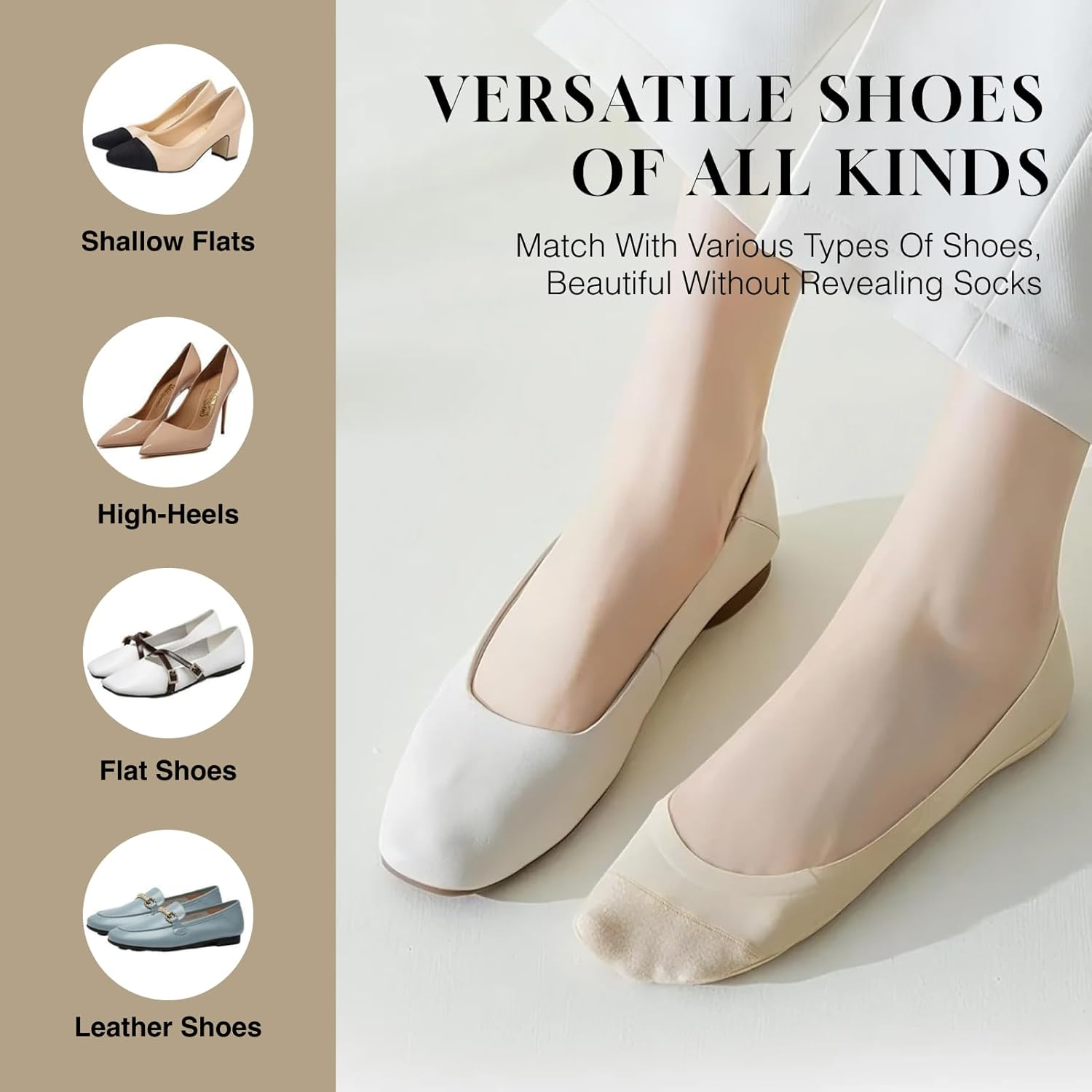 Ultra Low Cut Liner Socks for Women, No Show Non-Slip Hidden Invisible Socks for Flats and Boat Shoes, Comfortable Summer Sock Packs of 5 Pairs, Perfect for Everyday Wear image number 1