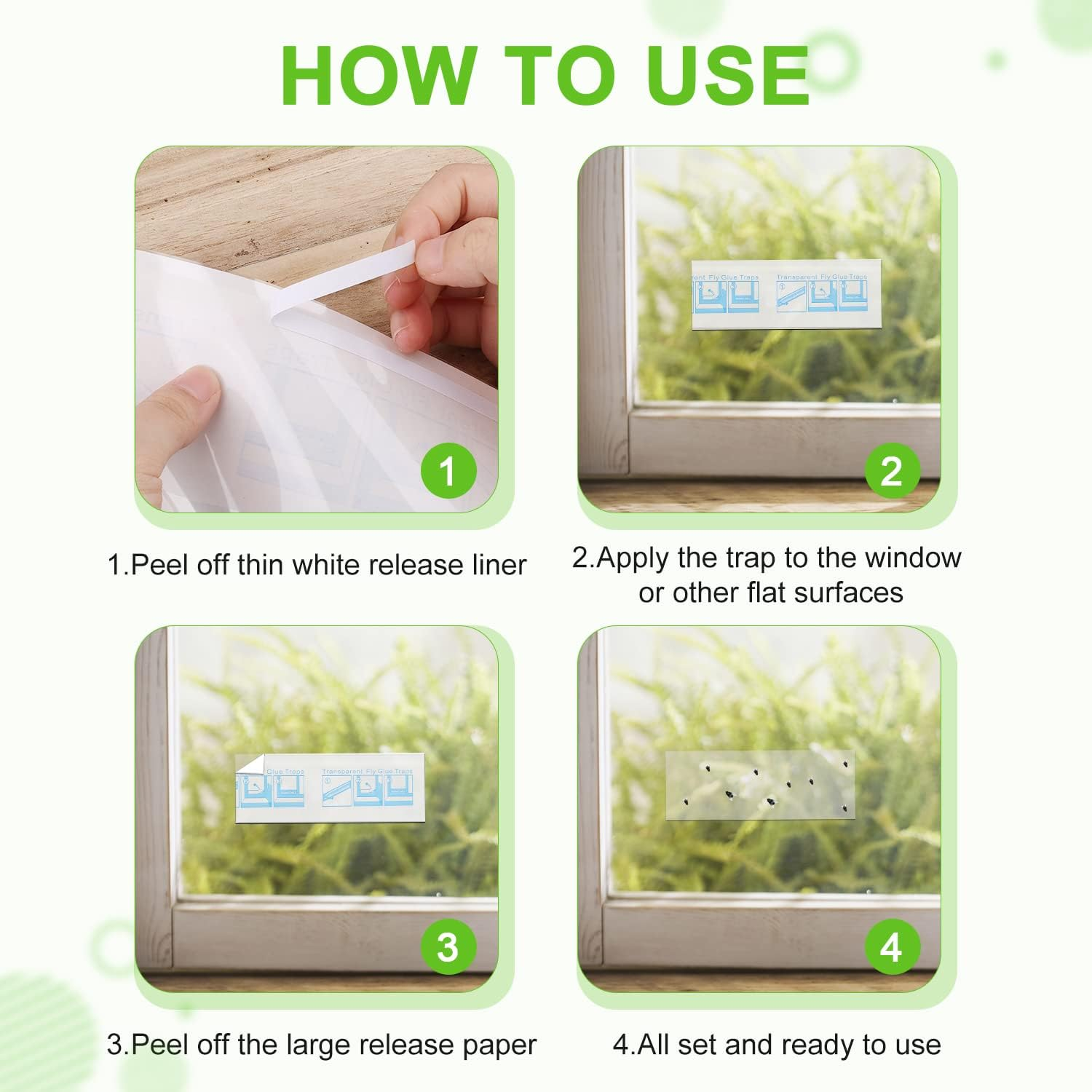 TOYMIS 20Pcs Fly Catcher Sticky Strip, Flycatcher Sticker Clear Fly Paper Strip Window Fly Trap Stickers for Windows Home School Restaurant Fruit Shop Farm image number 1