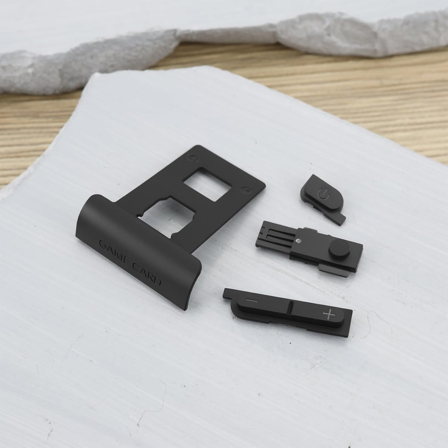 YINETTECH Game Console Power Volume Button Card Slot Cover Compatible with Nintendo Switch OLED, Black image number 4