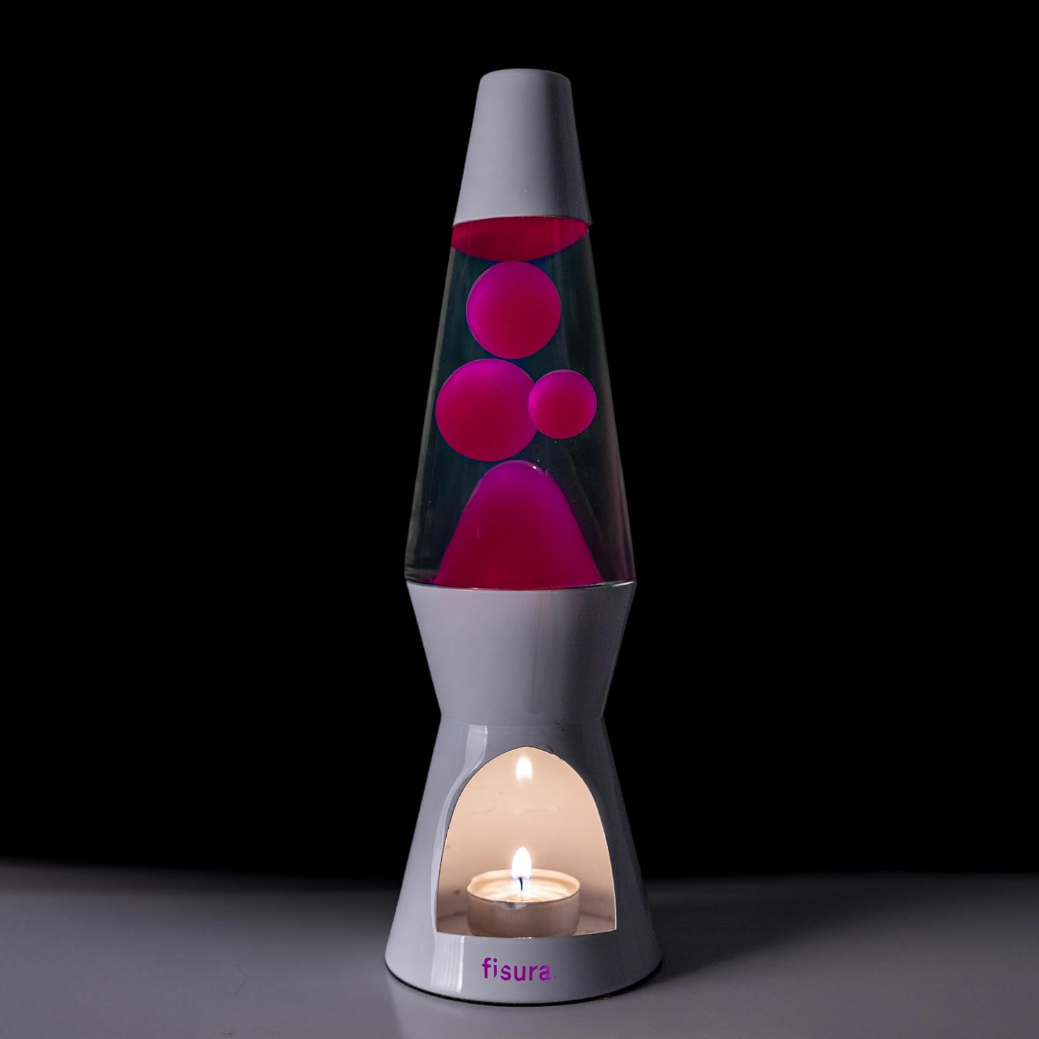 FISURA Lava Lamp with Candle - No Electricity Required, Pink and White, Environmentally Friendly. Original Gift, 29 Cm X 8.5 Cm (Candle Not Included)