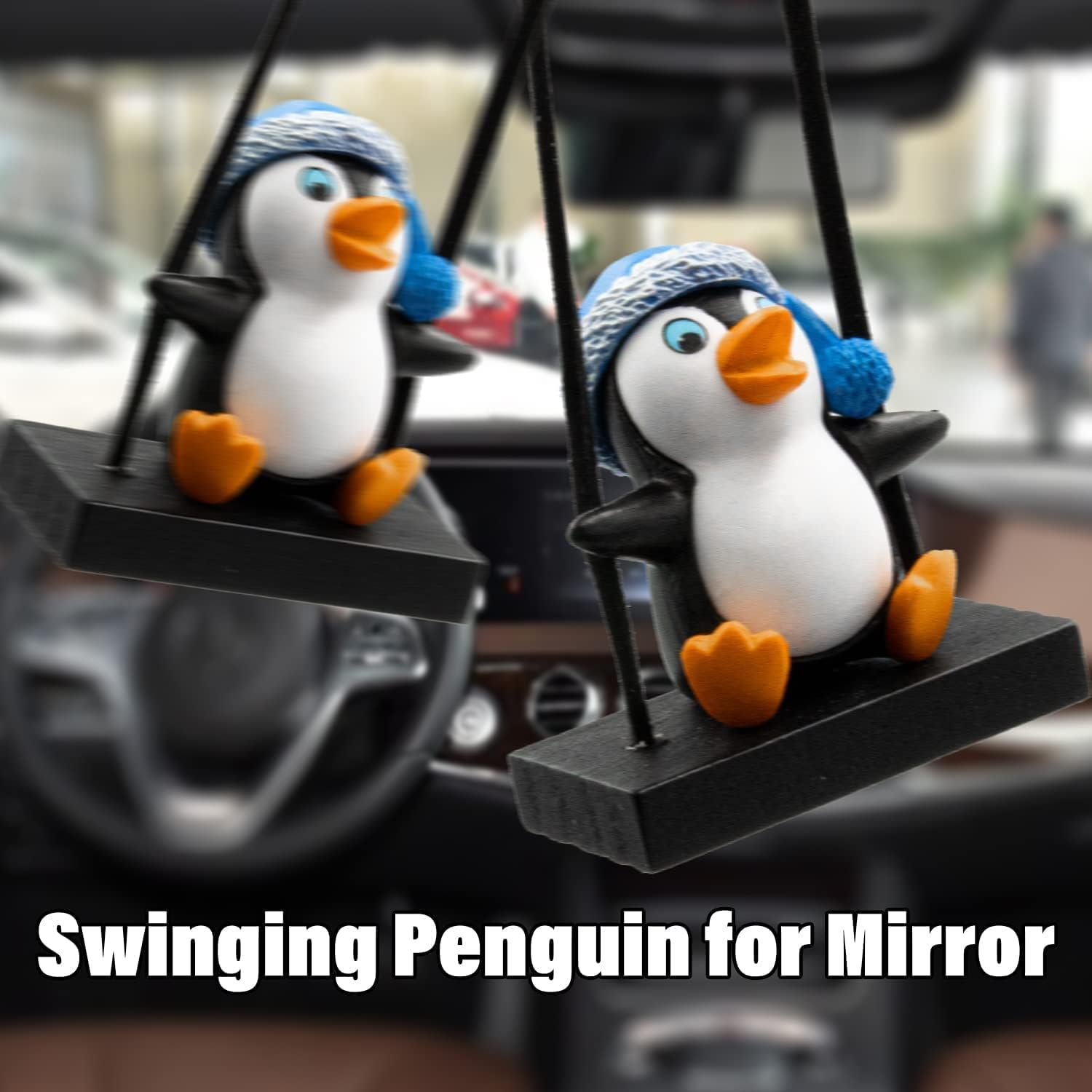 Cute Swinging Penguin Car Pendant Decoration - Mirror Hanging Decor