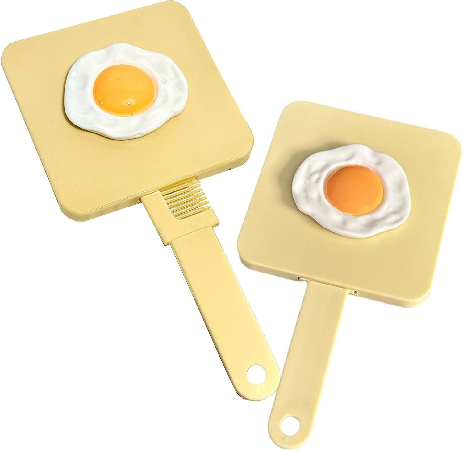 Pack of 2 Hand Mirrors with Handle & Comb, 2-In-1 Comb Mirror, Portable Makeup Mirror, Multifunctional Cute Bear Ear Mirror, Small Cosmetic Mirror, Travel Compact Mirror (Colour Mix-1) image number 1