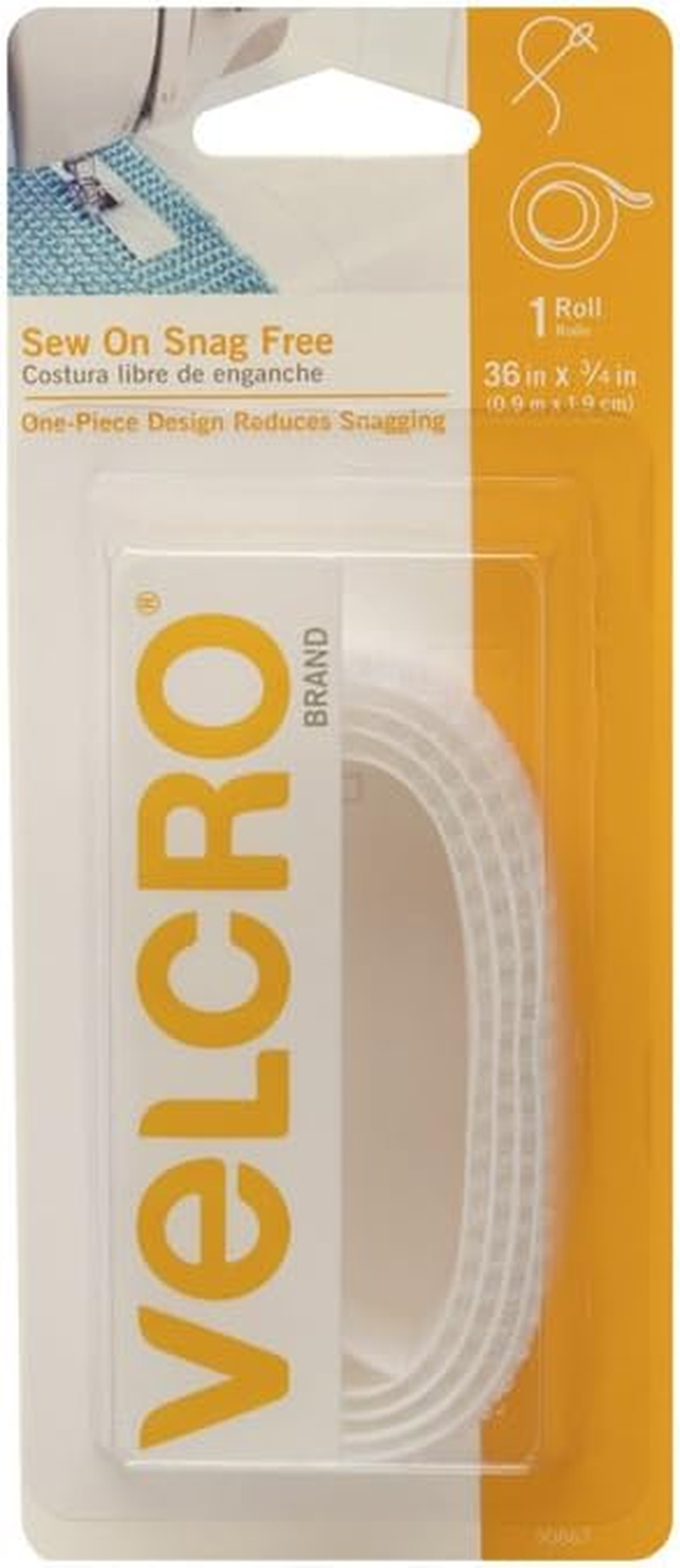 VELCRO Brands Sew on Snag Free Hook and Loop Tape for Fabrics, 0.9M X 1.9Cm, White image number 3