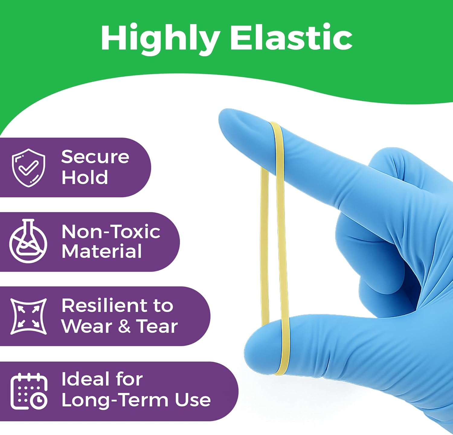 Orthodontic Elastic Rubber Bands 1/8 Inch - 100 Pack, Neon, Heavy Force 4.5 Oz - Dental Gap Fixer, Dreadlock Bands, 1 Elastic Placer Included image number 5