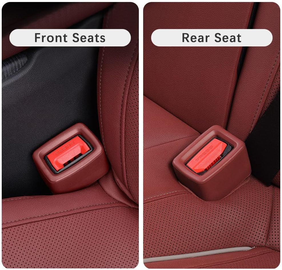 OFBAND 2PCS Seat Belt Buckle Holder and Protector,Silicone Seat Belt Buckle Cover Suitable for Kids,Height Increasing Car Seat Buckle Guard,Universal Car Accessories for Seat Belt Buckles (Red) image number 2