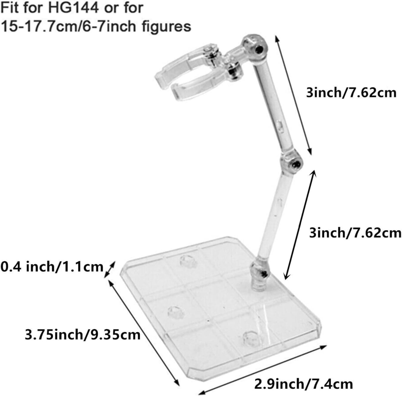 TSY TOOL 2 Pcs of HG144 Action Figure Stand, Display Holder Base, Doll Model Support Stand Compatible with 6" HG RG SD SHF Gundam 1/44 Toy Clear image number 4